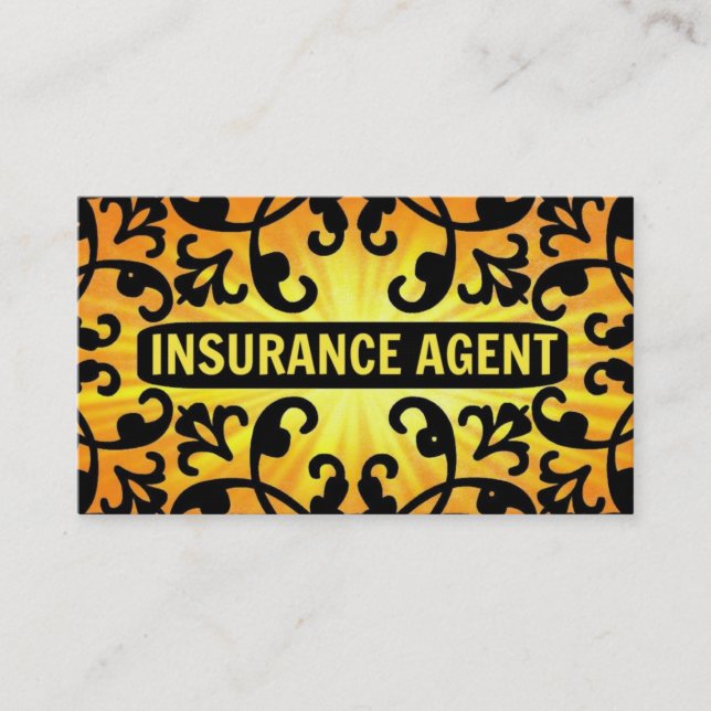 Insurance Agent Sunshine Damask Business Card (Front)