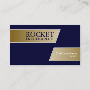 Insurance Broker Business Card - Navy Blue & Gold