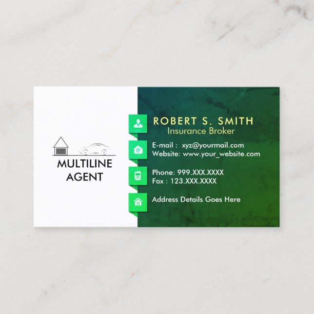 Insurance Broker Multiline agent  Business Card (Front)