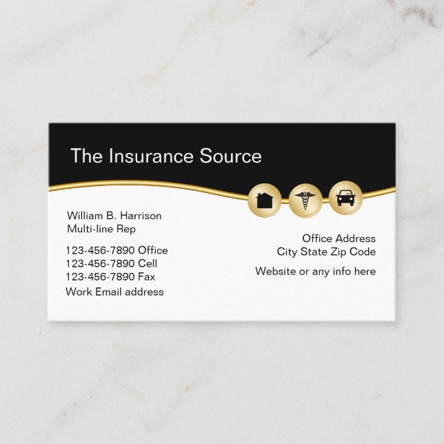 Insurance Modern Design Business Card (Front)