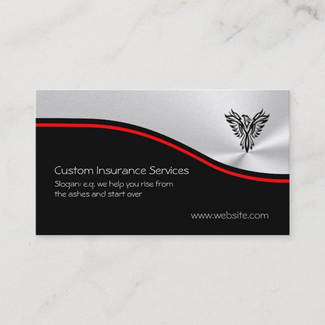 Insurance Sales, Phoenix Rising Logo, red swoosh Business Card (Front)