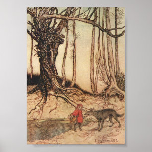 intage Arthur Rackham Red Riding Hood & Wolf Print