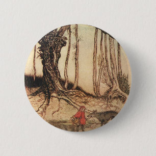 intage Arthur Rackham Red Riding Hood & Wolf Print 6 Cm Round Badge