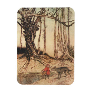 intage Arthur Rackham Red Riding Hood & Wolf Print Magnet