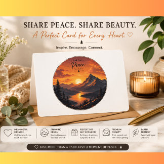 intage Mountain Sunset Greeting Card | Peaceful Na
