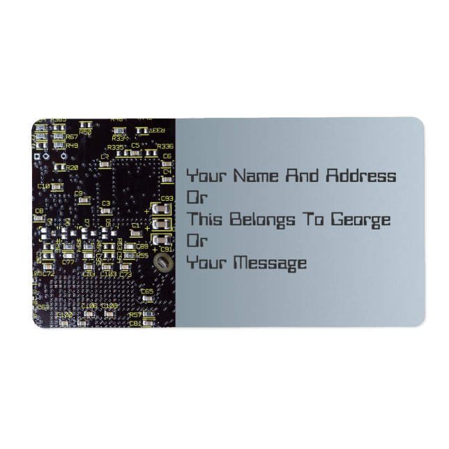 Integrated Circuit Board Name Gift Tag Bookplate (Front)