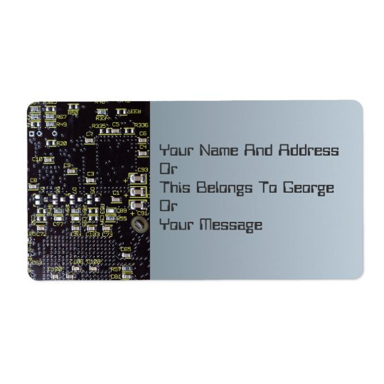 Integrated Circuit Board Name Gift Tag Bookplate Shipping Label