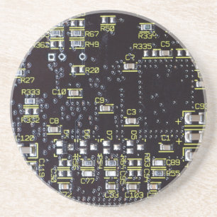 Integrated Circuit Board With Components Drinks Coaster