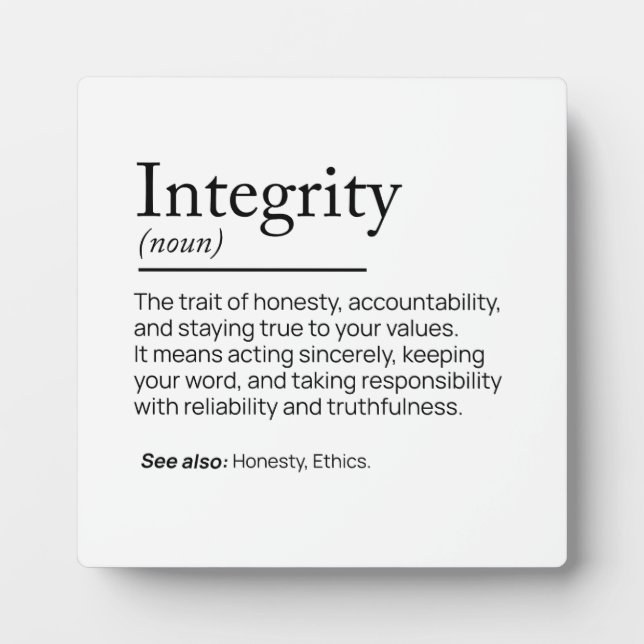 Integrity Definition  Plaque (Front)