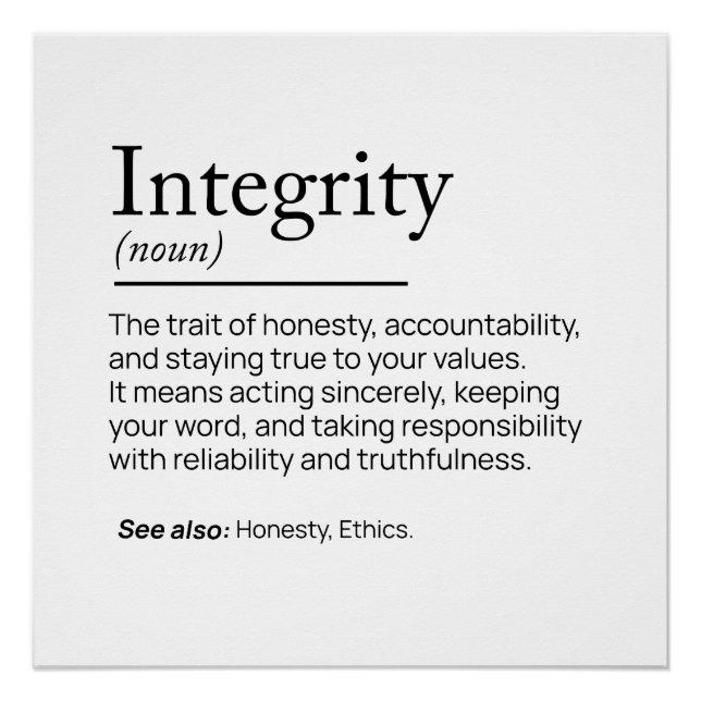 Integrity Definition  Poster (Front)