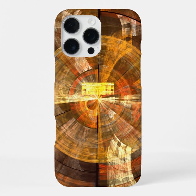 Integrity Radial Abstract Art in Warm Gold Tones iPhone Case (Back)