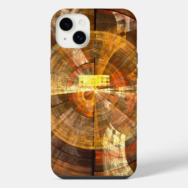 Integrity Radial Abstract Art in Warm Gold Tones iPhone Case (Back)