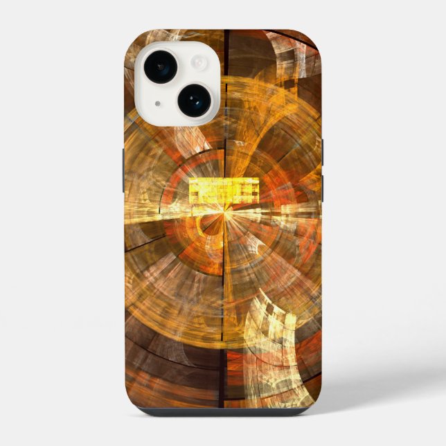 Integrity Radial Abstract Art in Warm Gold Tones iPhone Case (Back)