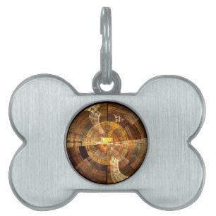 Integrity Radial Abstract Art in Warm Gold Tones Pet Tag