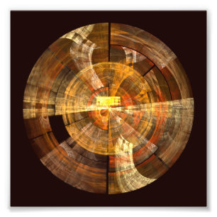 Integrity Radial Abstract Art in Warm Gold Tones Photo Print