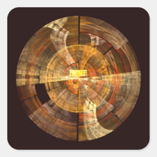Integrity Radial Abstract Art in Warm Gold Tones Square Sticker