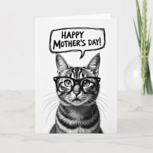 Intellectual Cat Mothers Day Card