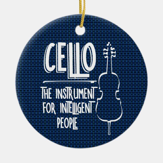 Intelligent Cellist Line Drawing Ceramic Tree Decoration (Front)
