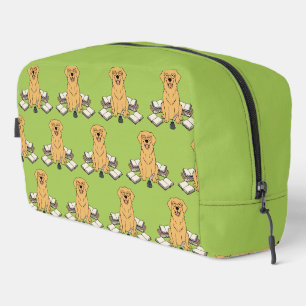 Intelligent Golden Retriever Writer Green Accent Dopp Kit