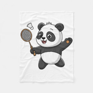 Intelligent Panda Playing Badminton Funny Humourou Fleece Blanket