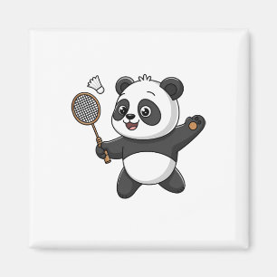 Intelligent Panda Playing Badminton Funny Humourou Magnet