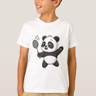 Intelligent Panda Playing Badminton Funny Humourou T-Shirt