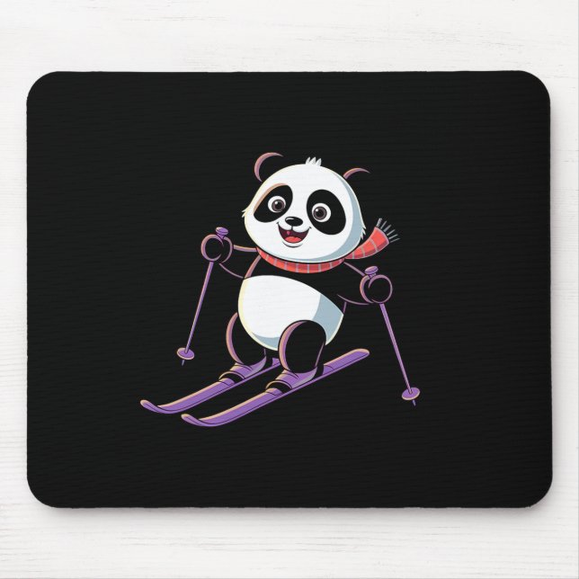 Intelligent Panda Playing Skiing Funny Humourous  Mouse Mat (Front)