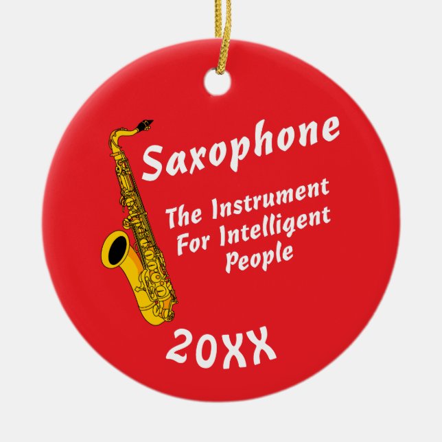 Intelligent Saxophone Ceramic Tree Decoration (Front)