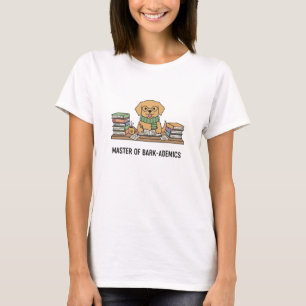 Intelligent Scholar Golden Retriever Reading Dog T-Shirt