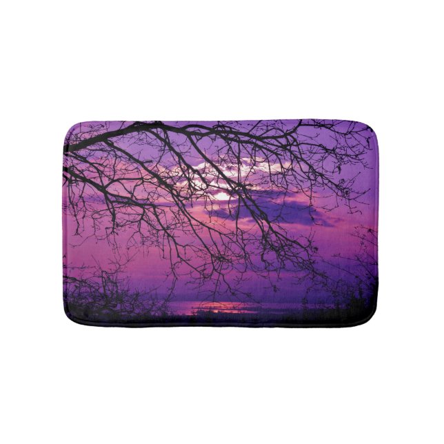 Intense and Vivid -  Purple Sunset Landscape Bath Mat (Front)