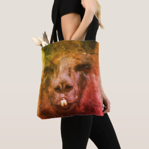 Intense Black Llama Face Art Close Up  Tote Bag