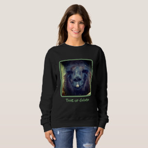 Intense Black Llama Face Close Up Personalised Sweatshirt