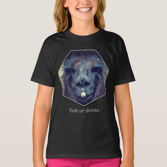 Intense Black Llama Face Close Up Personalized T-Shirt (Front)