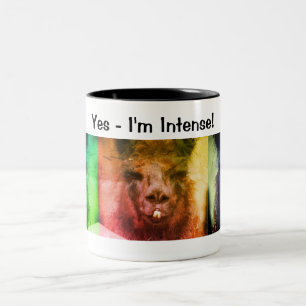Intense Black Llama Funny Animal Two-Tone Coffee Mug