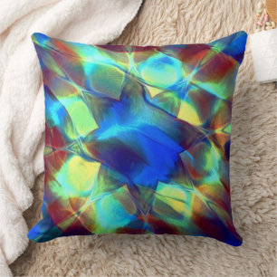 Intense blue digital flower contrasting with brown cushion
