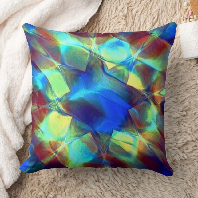 Intense blue digital flower contrasting with brown cushion (Blanket)