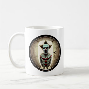 Intense Clown Staring Through Doorway Fisheye Coffee Mug
