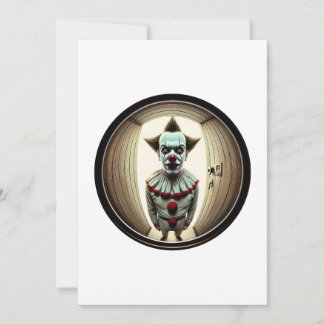 Intense Clown Staring Through Doorway | Fisheye Invitation