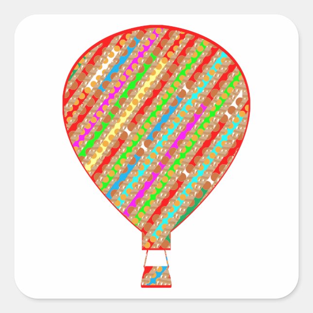 Intense Colour ARTISTIC Stripes Balloons Square Sticker (Front)