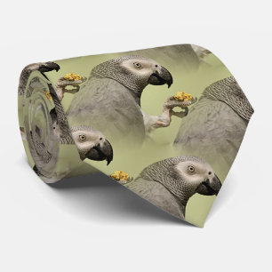 Intense Congo African Grey Parrot Snacking Tie