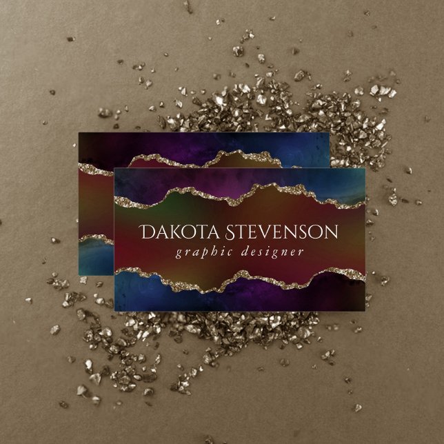 Intense Dark Agate | Moody Rainbow Jewel Tone Business Card (Creator Uploaded)