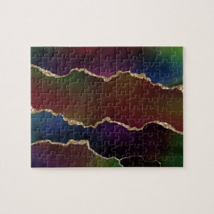 Intense Dark Agate   Moody Rainbow Jewel Tone Jigsaw Puzzle