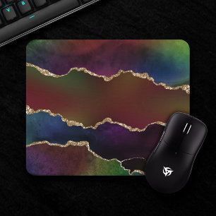 Intense Dark Agate   Moody Rainbow Jewel Tone Mouse Mat