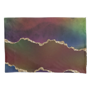Intense Dark Agate   Moody Rainbow Jewel Tone Pillowcase