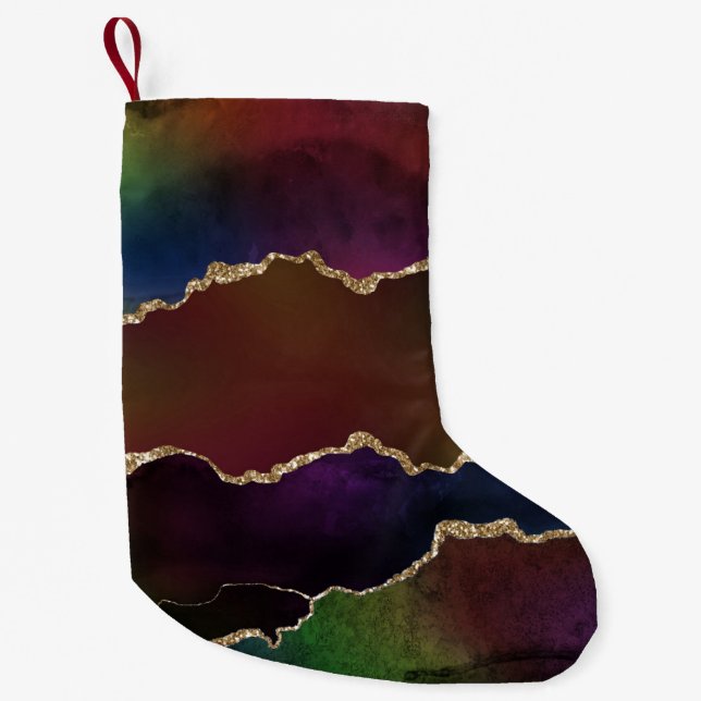 Intense Dark Agate | Moody Rainbow Jewel Tone Small Christmas Stocking (Front)