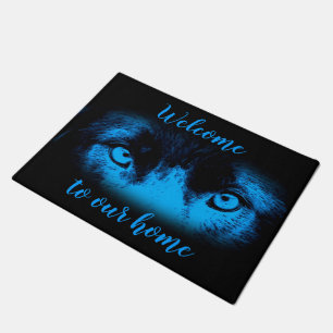 Intense Dog Eyes In Blue Welcome Doormat