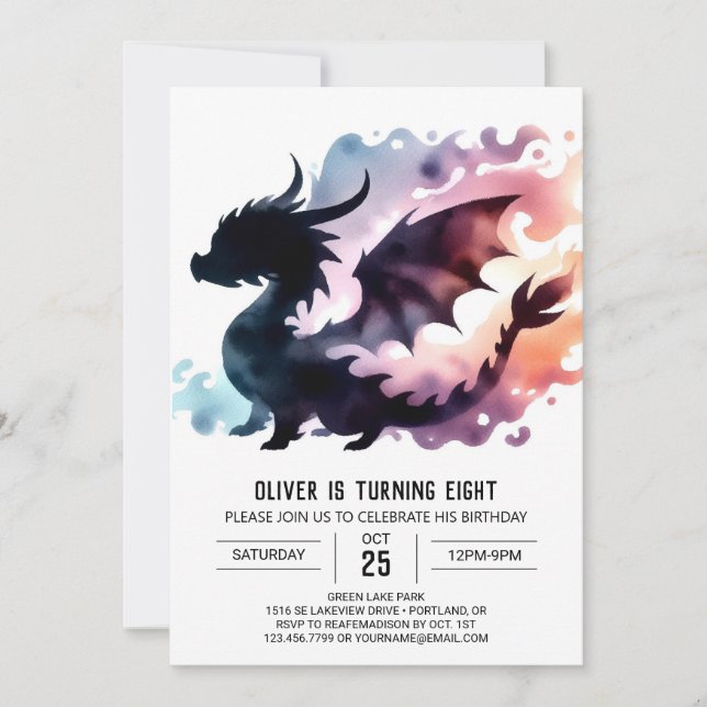 Intense Dragon Birthday Digital Invitation (Front)