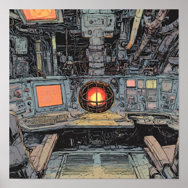 Intense Dystopian Art: Burning Core Sci-Fi  Poster (Front)