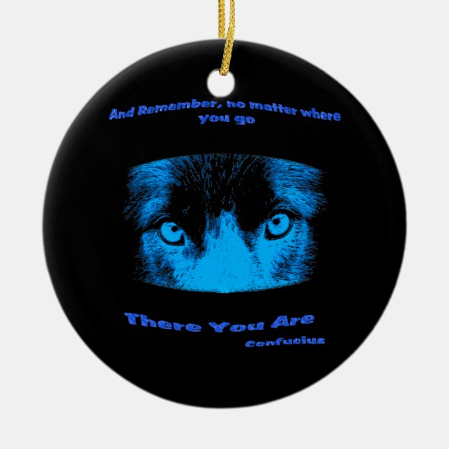 Intense Eyes Attitude Inspirational Quote Ceramic Tree Decoration (Front)