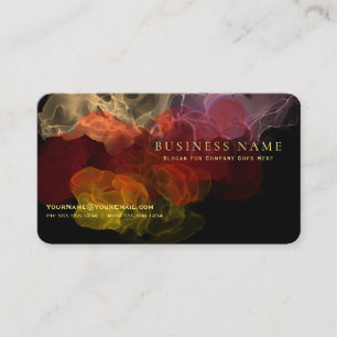 Intense Fiery Scarlet Fluid Ink Abstract on Black Business Card